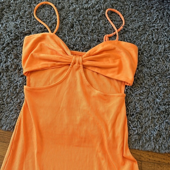 NWOT MARISSA Ribbed MINI Cut Out DRESS ORANGE Size 2 - Picture 5 of 14
